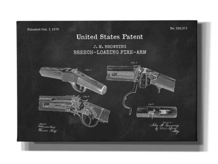 Breech Loading Fire Arm Blueprint Patent Chalkboard,  Canvas Wall Art Fashion