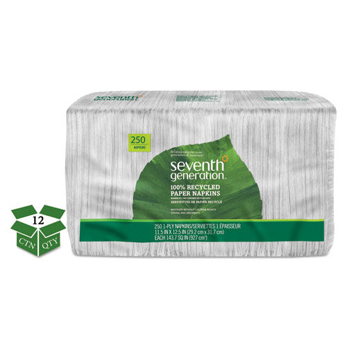 100% Recycled Napkins, 1-ply, 11 1 2 X 12 1 2, White, 250 pack, 12 Packs carton For Discount