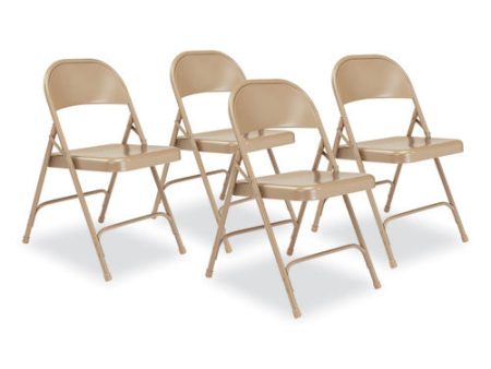 50 Series All-steel Folding Chair, Supports Up To 500 Lb, 16.75  Seat Height, Beige Seat, Beige Back, Beige Base, 4 carton For Sale