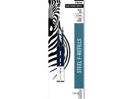 F-refill For Zebra F-series Ballpoint Pens, Fine Conical Tip, Blue Ink, 2 pack Online now