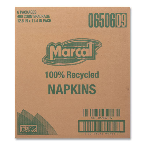 100% Recycled Lunch Napkins, 1-ply, 11.4 X 12.5, White, 400 pack Online Sale