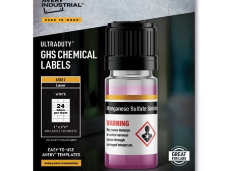 Ultraduty Ghs Chemical Waterproof And Uv Resistant Labels, 1 X 2.5, White, 24 sheet, 25 Sheets pack Supply