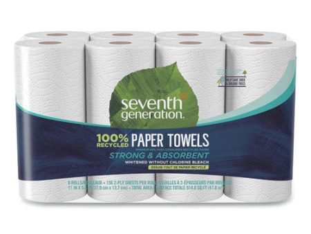 100% Recycled Paper Kitchen Towel Rolls, 2-ply, 11 X 5.4, 156 Sheets roll, 8 Rolls pack Cheap