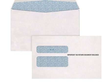 W-2 Gummed Seal Double-window Envelopes, Commercial Flap, Gummed Closure, 5.63 X 9, White, 24 pack For Sale