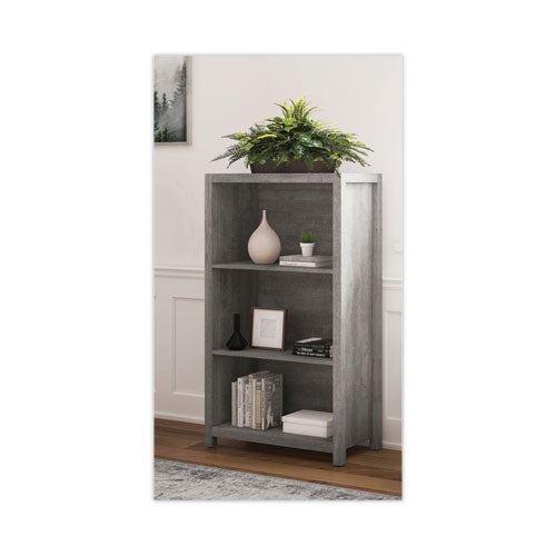 Fallbrook Bookcase, Three-shelf, 28w X 14d X 48.25h, Smoked Ash rustic Warm Gray Online now