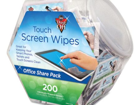 Touch Screen Wipes, 5 X 6, Citrus, 200 Individual Foil Packets In An Easy Grab Jar Supply