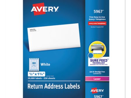 White Address Labels W  Sure Feed Technology For Laser Printers, Laser Printers, 0.5 X 1.75, White, 80 sheet, 250 Sheets box Fashion