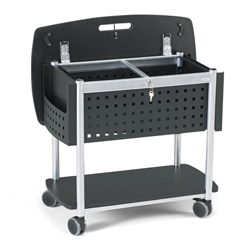 Scoot Mobile File, Metal, 2 Shelves, 2 Bins, 29.75  X 18.75  X 27 , Black silver Sale