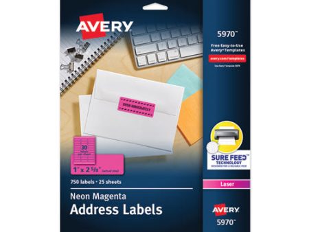 High-visibility Permanent Laser Id Labels, 1 X 2.63, Neon Magenta, 750 pack Fashion