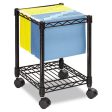 Compact Mobile Wire File Cart, Metal, 1 Shelf, 1 Bin, 15.5  X 14  X 19.75 , Black Online Sale