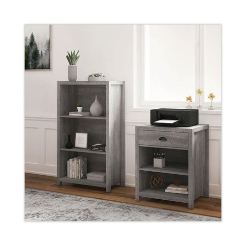 Fallbrook Bookcase, Three-shelf, 28w X 14d X 48.25h, Smoked Ash rustic Warm Gray Online now