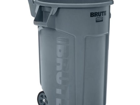 Vented Wheeled Brute Container, 44 Gal, Plastic, Gray Supply