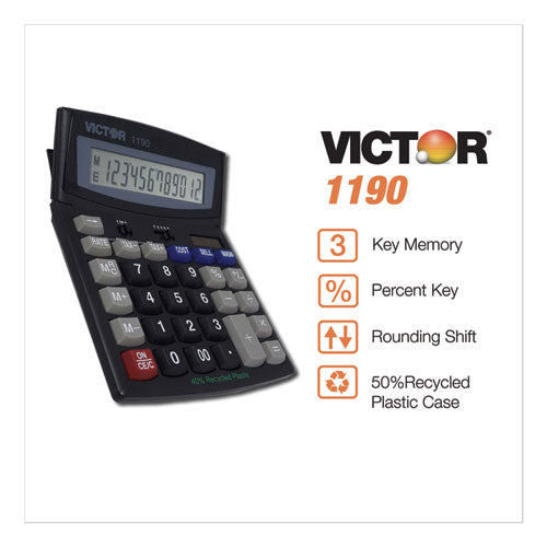 1190 Executive Desktop Calculator, 12-digit Lcd Online Sale