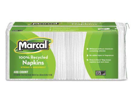 100% Recycled Lunch Napkins, 1-ply, 11.4 X 12.5, White, 400 pack Online Sale