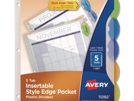 Insertable Style Edge Tab Plastic 1-pocket Dividers, 5-tab, 11.25 X 9.25, Translucent, 1 Set Online Hot Sale