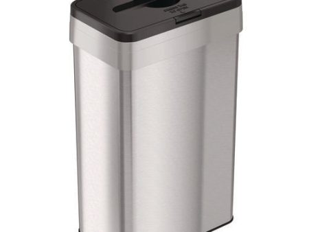 Open Top Trash Can With Color-coded Lid, 21 Gal, Plastic stainless Steel, Silver black Sale