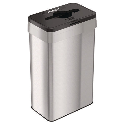 Open Top Trash Can With Color-coded Lid, 21 Gal, Plastic stainless Steel, Silver black Sale