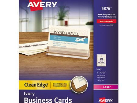 Clean Edge Business Cards, Laser, 2 X 3.5, Ivory, 200 Cards, 10 Cards sheet, 20 Sheets pack Sale