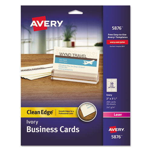 Clean Edge Business Cards, Laser, 2 X 3.5, Ivory, 200 Cards, 10 Cards sheet, 20 Sheets pack Sale