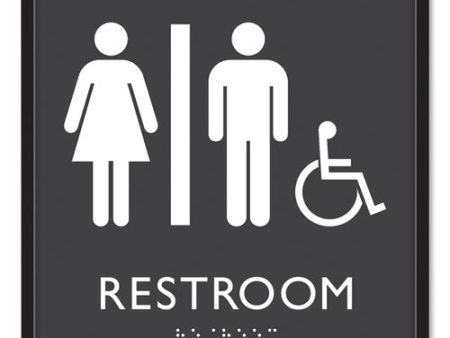 Ada Sign, Unisex Accessible Restroom, Plastic, 8 X 8, Clear white Online now