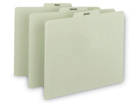 100% Recycled Monthly Top Tab File Guide Set, 1 3-cut Top Tab, January To December, 8.5 X 11, Green, 12 set on Sale