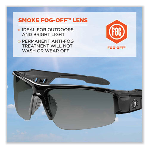 Skullerz Dagr Safety Glasses, Black Nylon Impact Frame, Anti-fog Smoke Polycarbonate Lens Sale