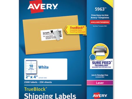 Shipping Labels W  Trueblock Technology, Laser Printers, 2 X 4, White, 10 sheet, 250 Sheets box Cheap