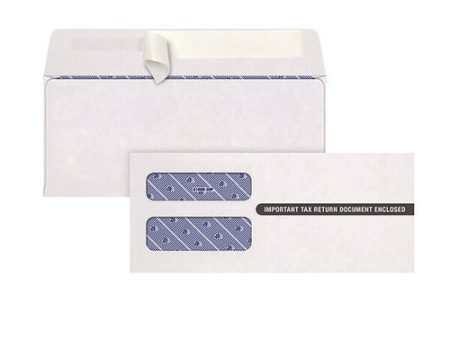 1099 Double Window Envelope, Commercial Flap, Self-adhesive Closure, 3.75 X 8.75, White, 24 pack Hot on Sale