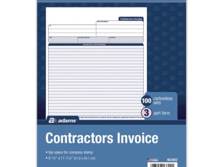 Multipart Contractor Invoice Forms, Three-part Carbonless, 8.5 X 10.94, 100 Forms Total For Cheap