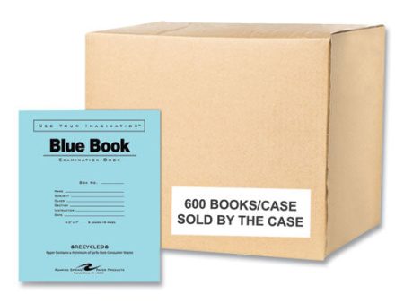 Recycled Exam Book, Wide legal Rule, Blue Cover, (8) 8.5 X 7 Sheets, 600 carton on Sale