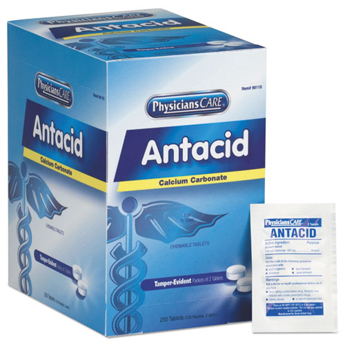 Over The Counter Antacid Medications For First Aid Cabinet, 2 Tablets packet, 125 Packets box For Sale