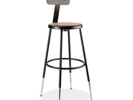 6200 Series 25  To 33  Height Adjustable Heavy Duty Stool With Backrest, Supports Up To 500 Lb, Brown Seat, Black Base For Discount