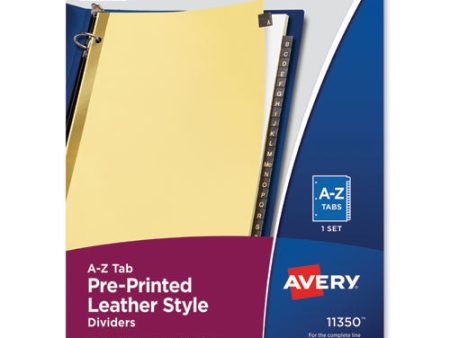 Preprinted Black Leather Tab Dividers W gold Reinforced Edge, 25-tab, A To Z, 11 X 8.5, Buff, 1 Set Discount