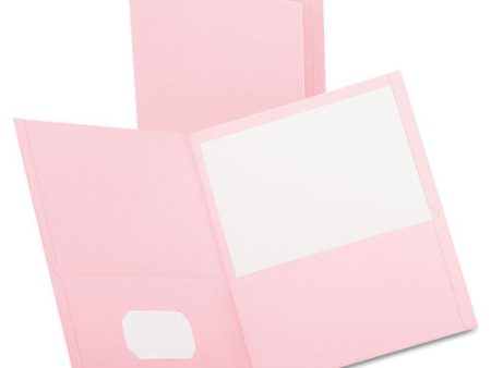 Twin-pocket Folder, Embossed Leather Grain Paper, 0.5  Capacity, 11 X 8.5, Pink, 25 box Discount