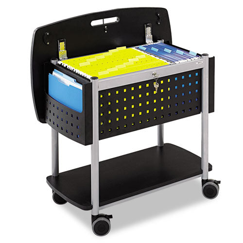 Scoot Mobile File, Metal, 2 Shelves, 2 Bins, 29.75  X 18.75  X 27 , Black silver Sale