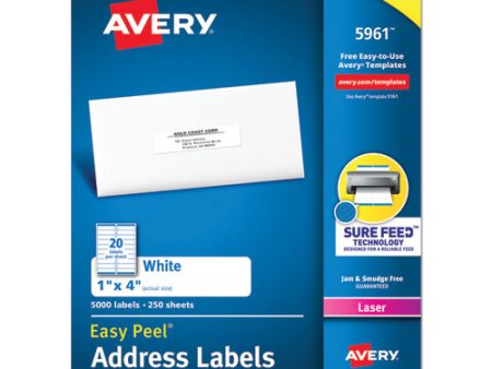 Easy Peel White Address Labels W  Sure Feed Technology, Laser Printers, 1 X 4, White, 20 sheet, 250 Sheets box Online Sale