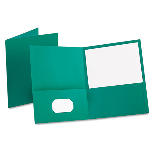 Twin-pocket Folder, Embossed Leather Grain Paper, 0.5  Capacity, 11 X 8.5, Teal, 25 box For Sale