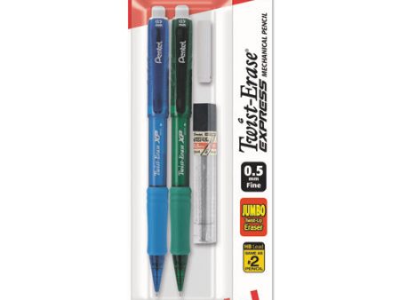 Twist-erase Express Mechanical Pencils With Tube Of Leads eraser, 0.5 Mm, Hb (#2), Black Lead, (2) Assorted Barrel Colors For Sale