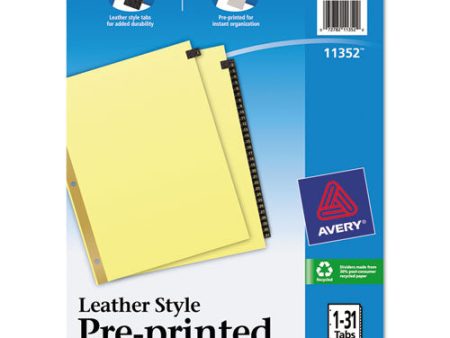 Preprinted Black Leather Tab Dividers W gold Reinforced Edge, 31-tab, 1 To 31, 11 X 8.5, Buff, 1 Set Hot on Sale