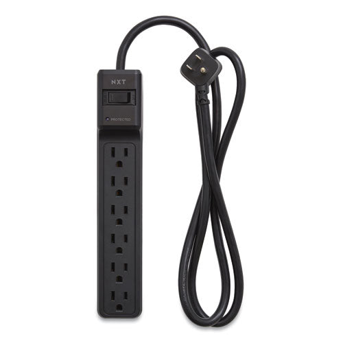 Surge Protector, 6 Ac Outlets, 4 Ft Cord, 600 J, Black Hot on Sale