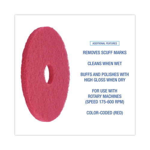 Buffing Floor Pads, 15  Diameter, Red, 5 carton For Sale