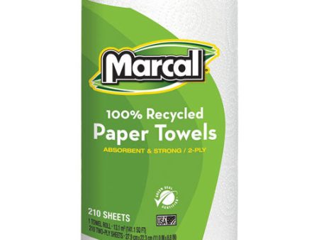 100% Premium Recycled Kitchen Roll Towels, 2-ply, 11 X 8.8, White, 210 Sheets, 12 Rolls carton Online Sale