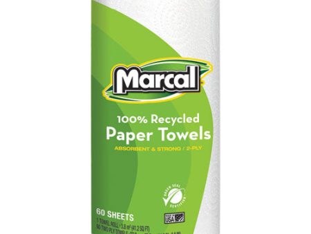 100% Premium Recycled Kitchen Roll Towels, 2-ply, 11 X 9, White, 60 Sheets, 15 Rolls carton Online now