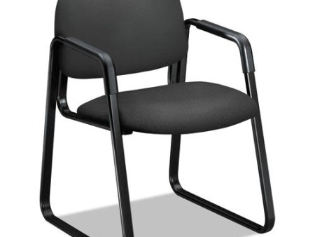 Solutions Seating 4000 Series Sled Base Guest Chair, Fabric Upholstery, 23.5  X 26  X 33 , Iron Ore Seat back, Black Base Cheap