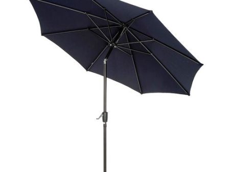 Outdoor Umbrella With Tilt Mechanism, 102  Span, 94  Long, Navy Blue Canopy, Black Handle For Discount