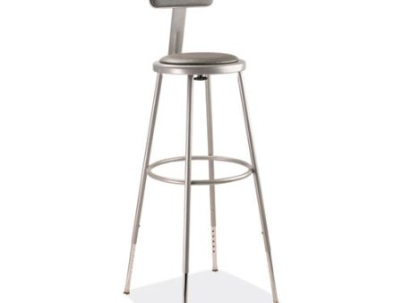 6400 Series Height Adjustable Heavy Duty Padded Stool With Backrest, Supports 300 Up To Lb, 32  To 39  Seat Height, Gray Online Sale