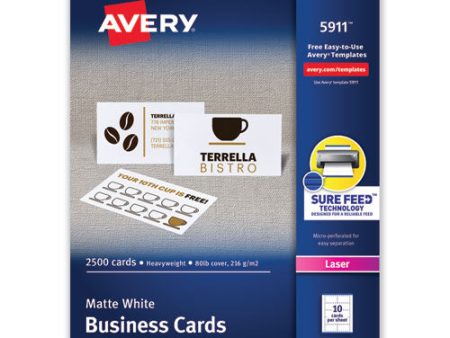 Printable Microperforated Business Cards W sure Feed Technology, Laser, 2 X 3.5, White, 2,500 Cards, 10 sheet, 250 Sheets box Online Hot Sale