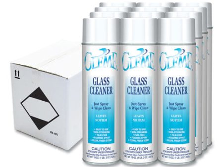 Gleme Glass Cleaner, Fresh Scent, 19 Oz Aerosol Spray, Dozen Online now