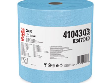 Power Clean X80 Heavy Duty Cloths, Jumbo Roll, 12.4 X 12.2, Blue, 475 roll Supply