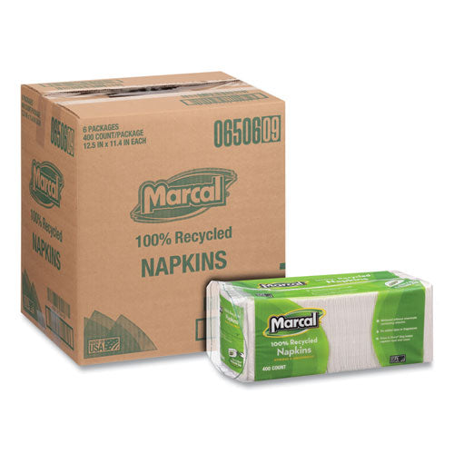 100% Recycled Luncheon Napkins, 11.4 X 12.5, White, 400 pack, 6pk ct on Sale